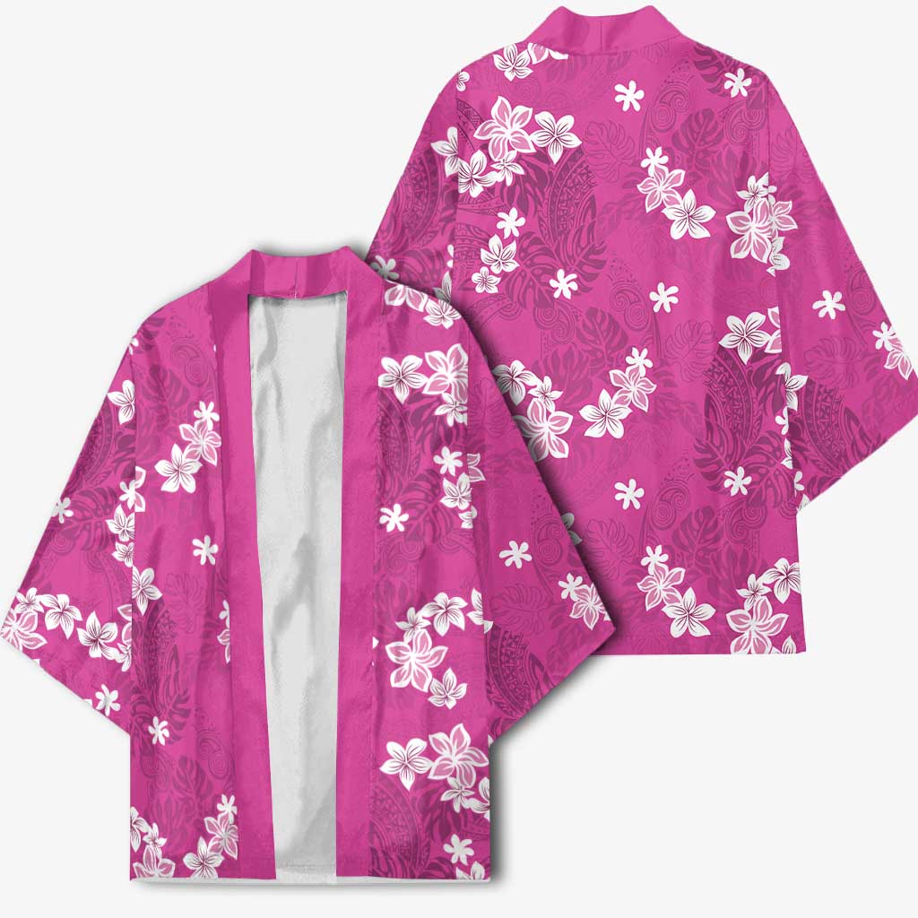 Hawaii Monstera Deliciosa Kimono Pink Plumeria Polynesian Pattern LT05 - Polynesian Pride