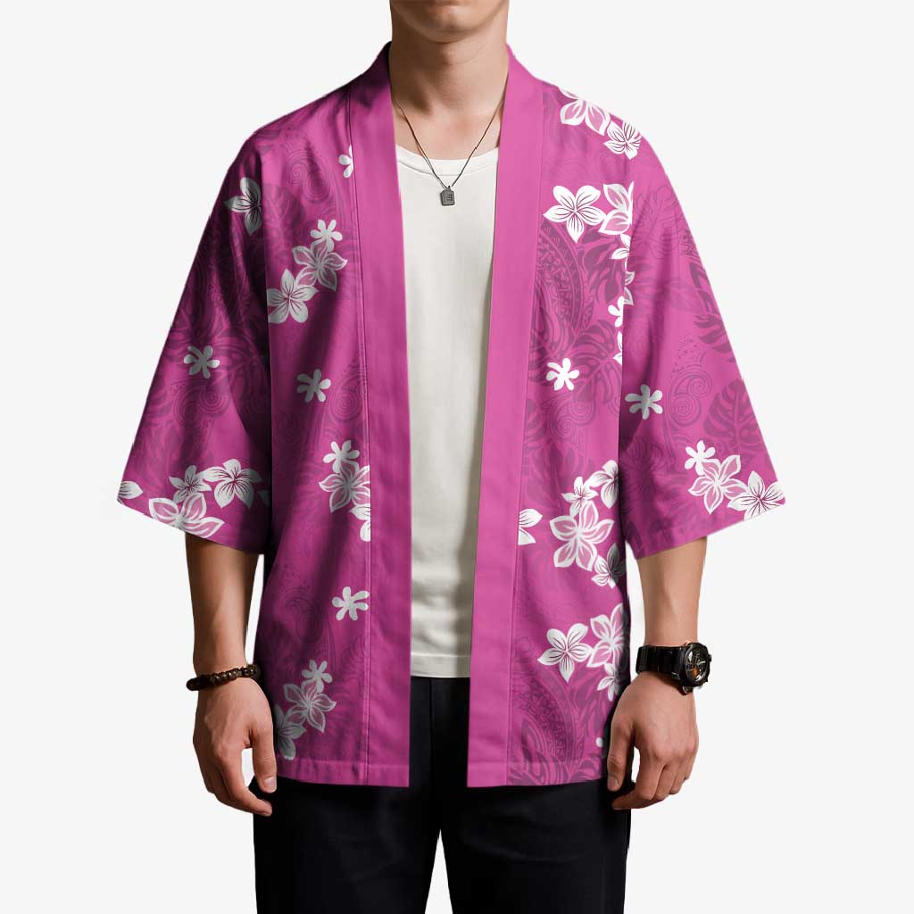 Hawaii Monstera Deliciosa Kimono Pink Plumeria Polynesian Pattern LT05 - Polynesian Pride