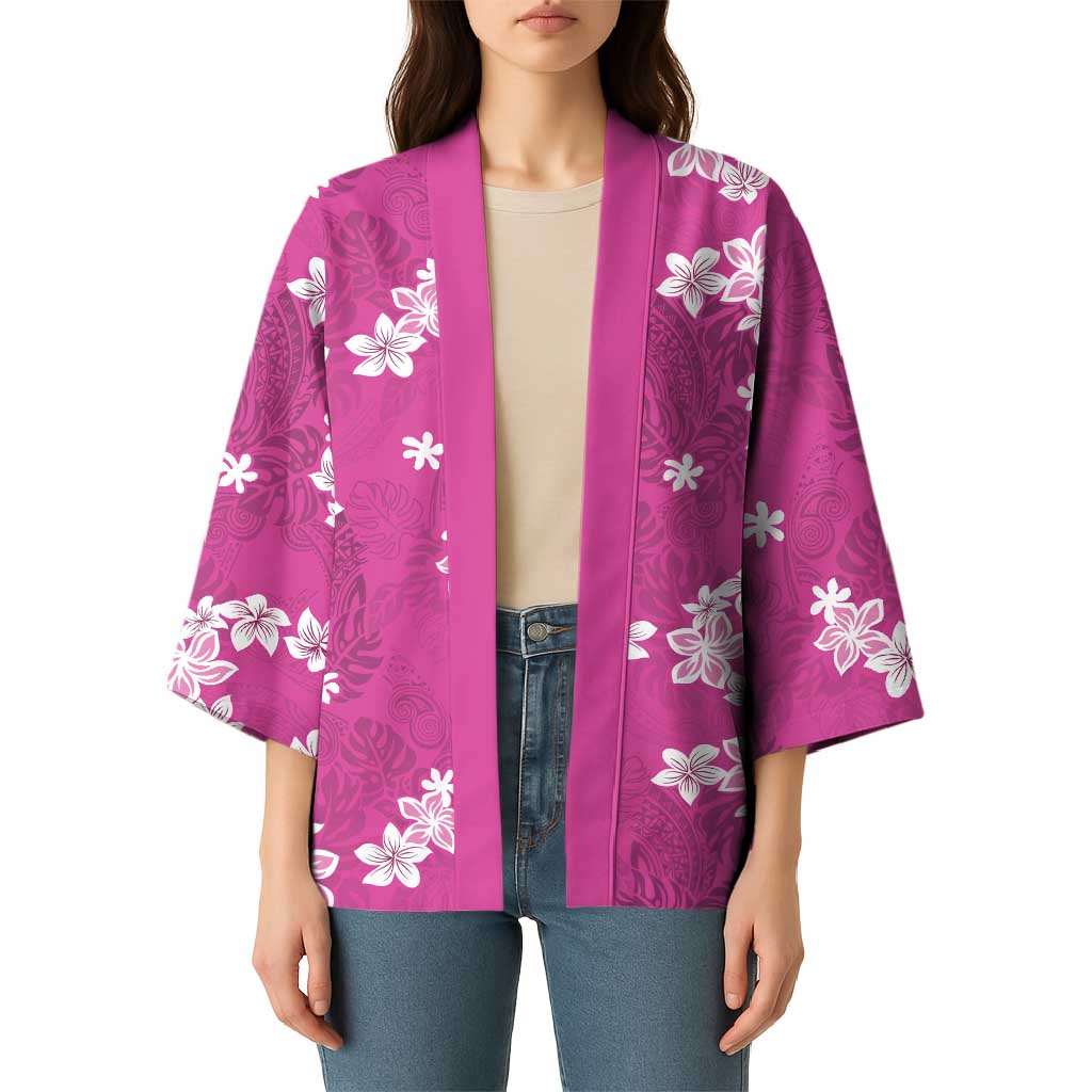 Hawaii Monstera Deliciosa Kimono Pink Plumeria Polynesian Pattern LT05 - Polynesian Pride