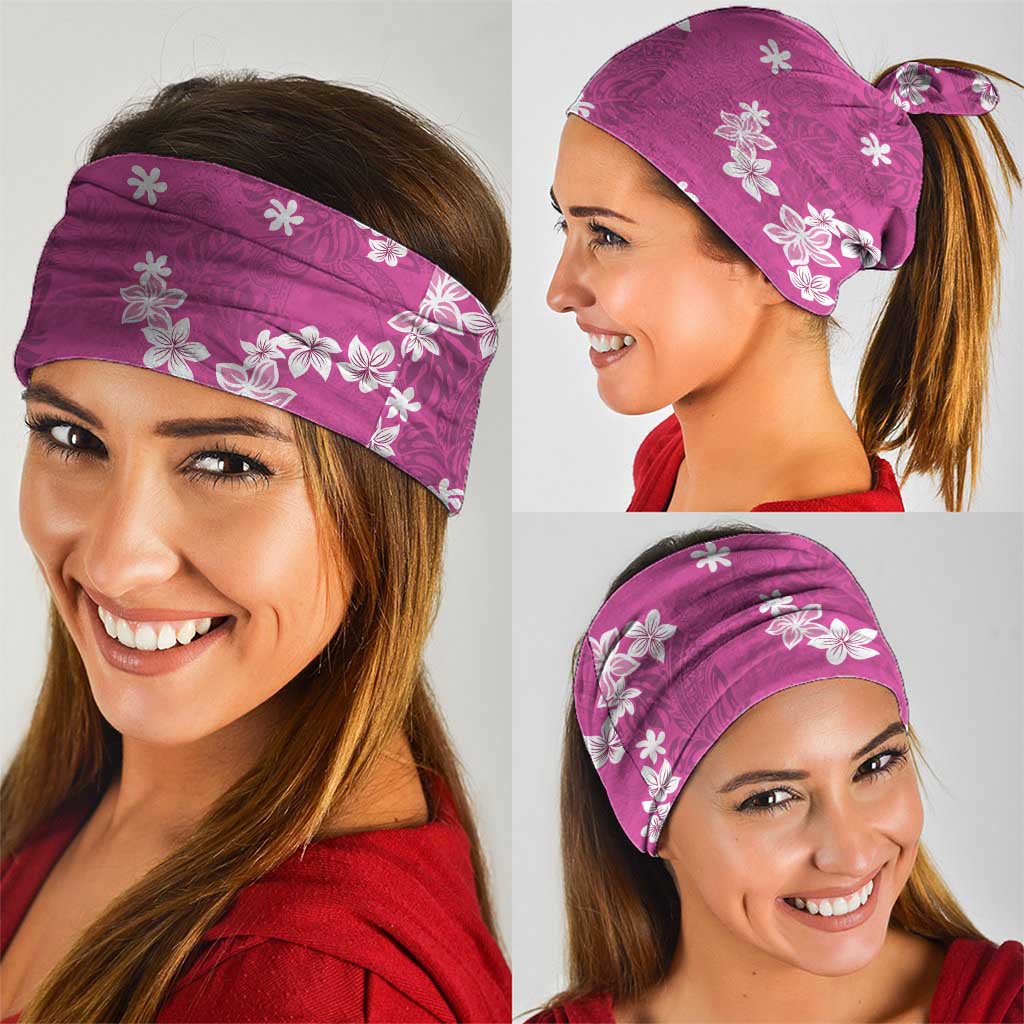 Hawaii Monstera Deliciosa Neck Gaiter Pink Plumeria Polynesian Pattern - Polynesian Pride