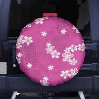 Hawaii Monstera Deliciosa Spare Tire Cover Pink Plumeria Polynesian Pattern - Polynesian Pride