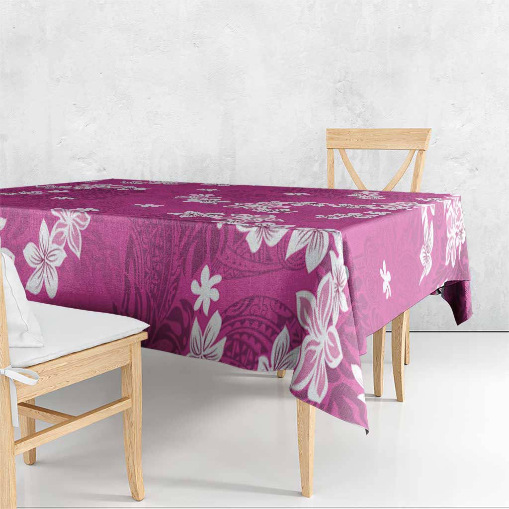 Hawaii Monstera Deliciosa Tablecloth Pink Plumeria Polynesian Pattern - Polynesian Pride