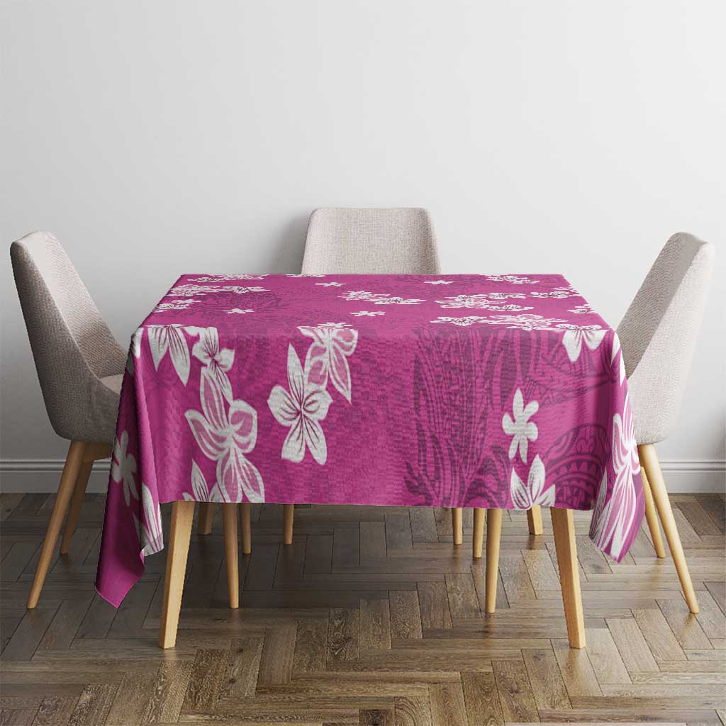Hawaii Monstera Deliciosa Tablecloth Pink Plumeria Polynesian Pattern - Polynesian Pride