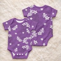 Hawaii Monstera Deliciosa Baby Onesie Purple Plumeria Polynesian Pattern LT05 - Polynesian Pride