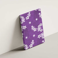 Hawaii Monstera Deliciosa Canvas Wall Art Purple Plumeria Polynesian Pattern - Polynesian Pride