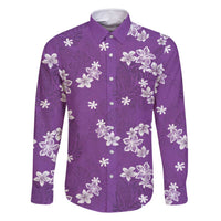 Hawaii Monstera Deliciosa Family Matching Mermaid Dress and Hawaiian Shirt Purple Plumeria Polynesian Pattern - Polynesian Pride