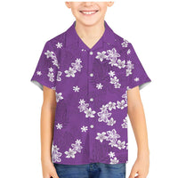 Hawaii Monstera Deliciosa Family Matching Mermaid Dress and Hawaiian Shirt Purple Plumeria Polynesian Pattern - Polynesian Pride