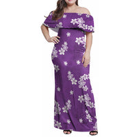 Hawaii Monstera Deliciosa Family Matching Off Shoulder Maxi Dress and Hawaiian Shirt Purple Plumeria Polynesian Pattern - Polynesian Pride