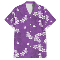 Hawaii Monstera Deliciosa Family Matching Puletasi and Hawaiian Shirt Purple Plumeria Polynesian Pattern LT05 Dad's Shirt - Short Sleeve Purple - Polynesian Pride