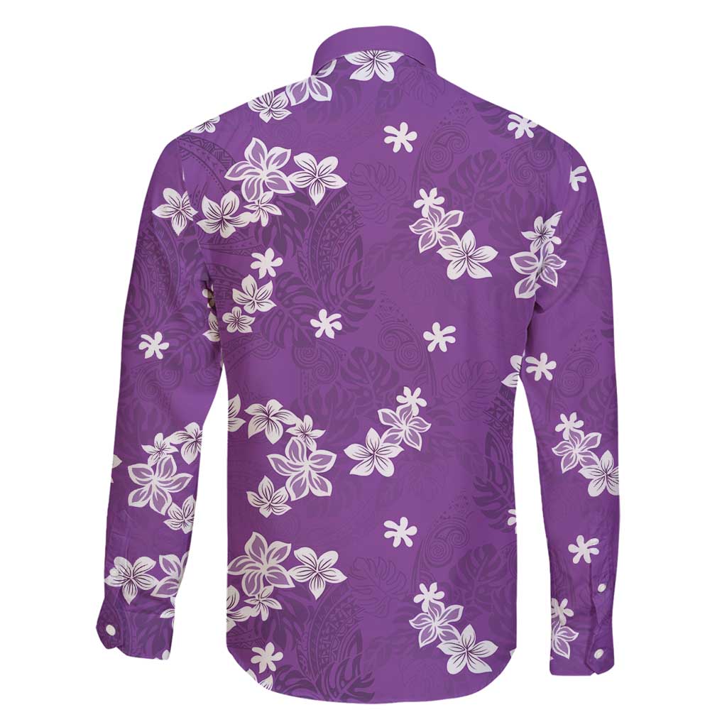 Hawaii Monstera Deliciosa Family Matching Puletasi and Hawaiian Shirt Purple Plumeria Polynesian Pattern LT05 - Polynesian Pride