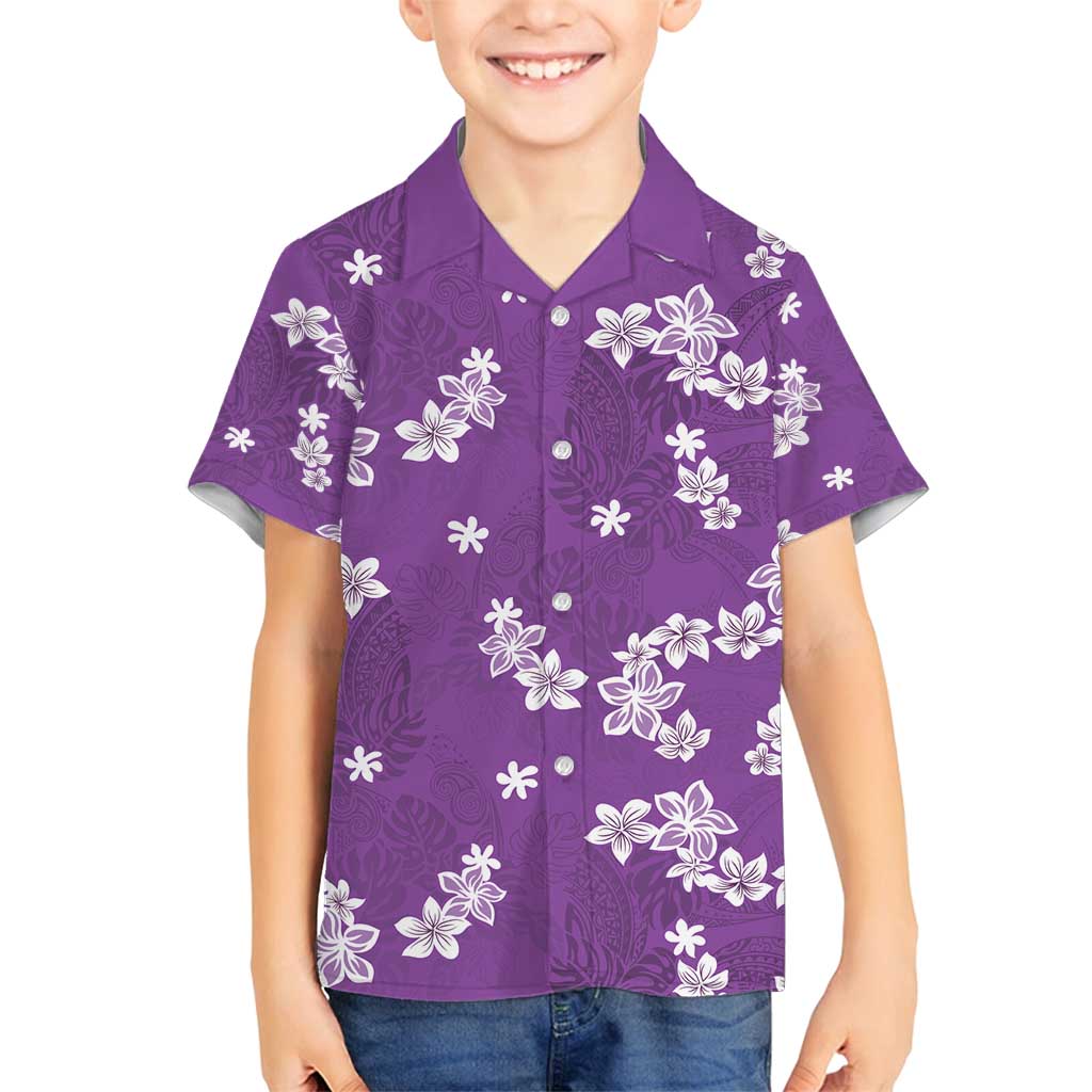 Hawaii Monstera Deliciosa Family Matching Puletasi and Hawaiian Shirt Purple Plumeria Polynesian Pattern LT05 Son's Shirt Purple - Polynesian Pride