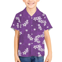 Hawaii Monstera Deliciosa Family Matching Puletasi and Hawaiian Shirt Purple Plumeria Polynesian Pattern LT05 Son's Shirt Purple - Polynesian Pride