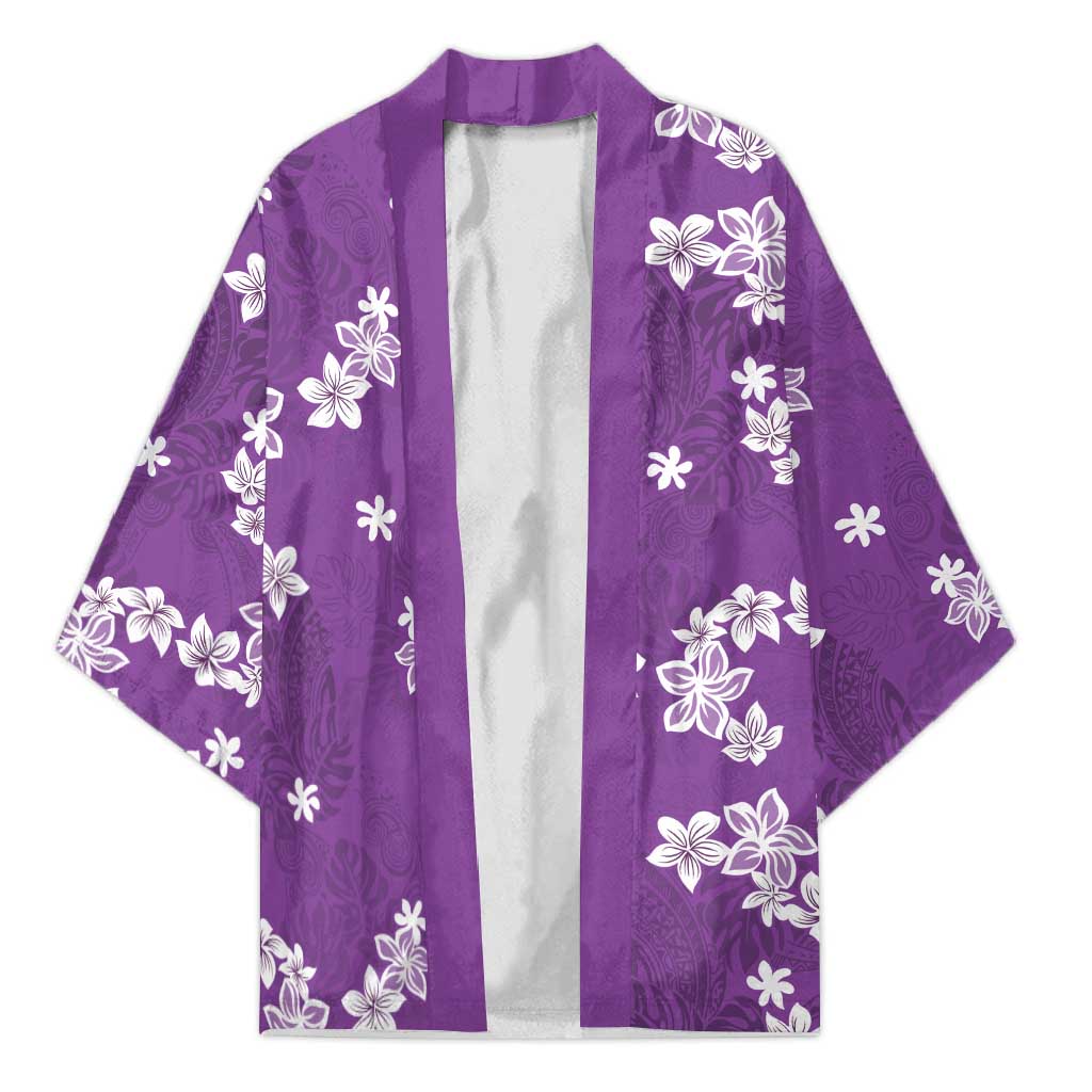 Hawaii Monstera Deliciosa Kimono Purple Plumeria Polynesian Pattern LT05 Unisex Purple - Polynesian Pride