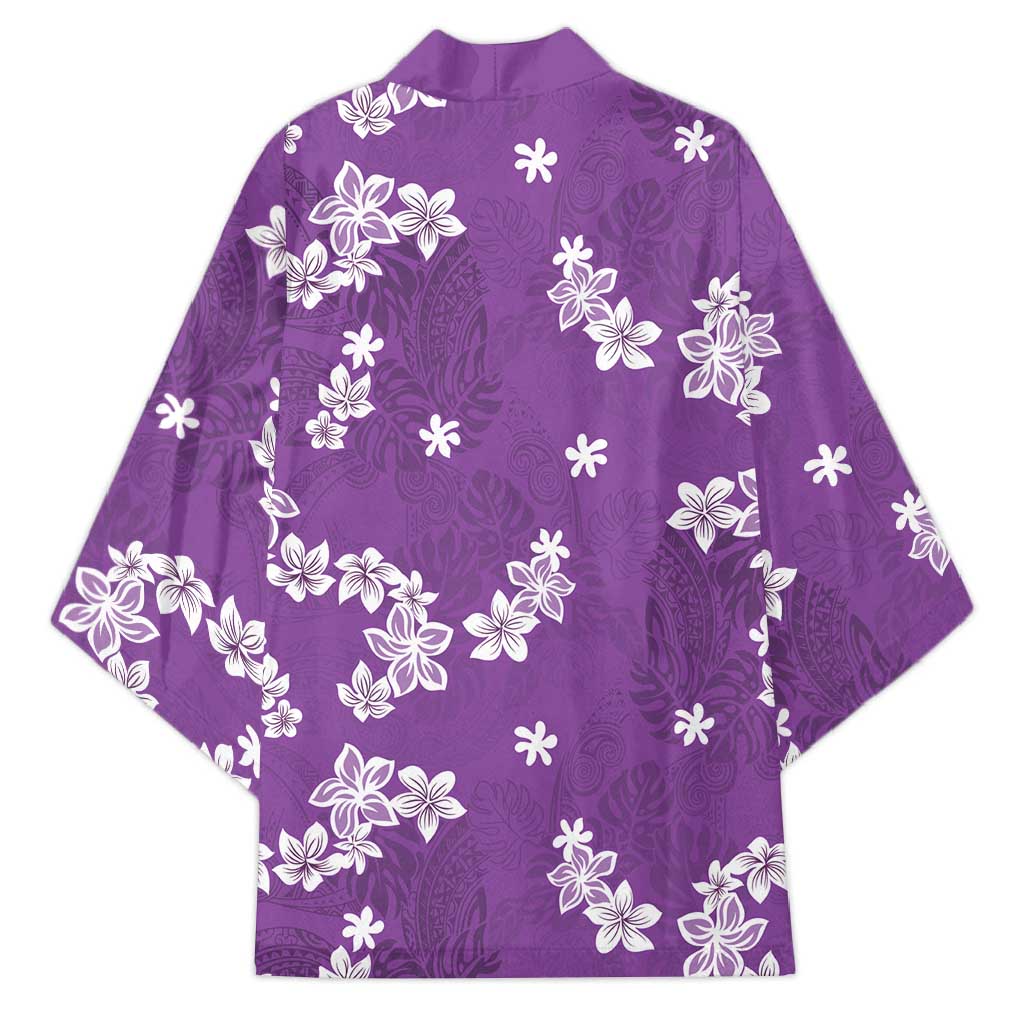 Hawaii Monstera Deliciosa Kimono Purple Plumeria Polynesian Pattern LT05 - Polynesian Pride
