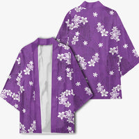 Hawaii Monstera Deliciosa Kimono Purple Plumeria Polynesian Pattern LT05 - Polynesian Pride