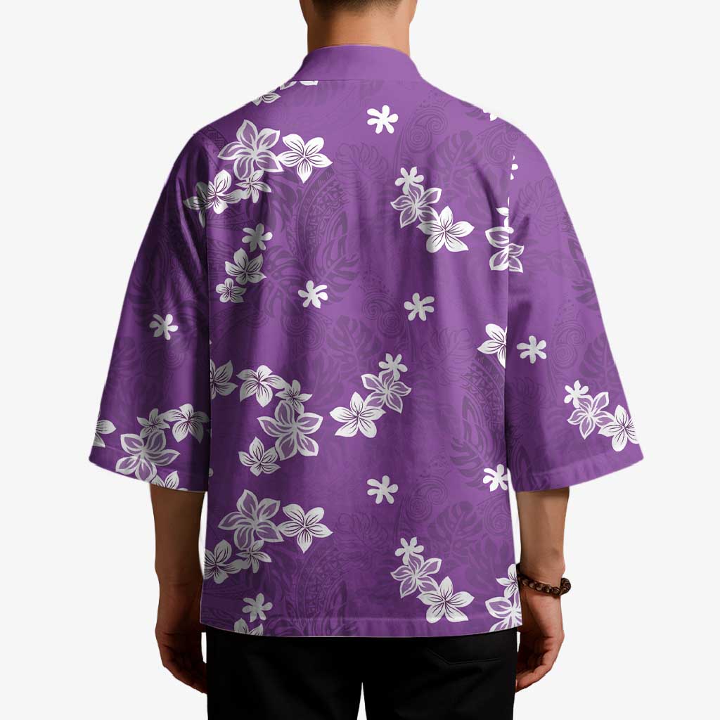 Hawaii Monstera Deliciosa Kimono Purple Plumeria Polynesian Pattern LT05 - Polynesian Pride