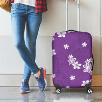 Hawaii Monstera Deliciosa Luggage Cover Purple Plumeria Polynesian Pattern - Polynesian Pride