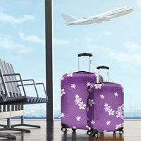 Hawaii Monstera Deliciosa Luggage Cover Purple Plumeria Polynesian Pattern - Polynesian Pride