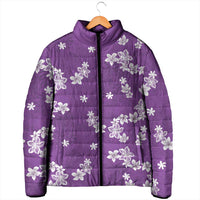 Hawaii Monstera Deliciosa Padded Jacket Purple Plumeria Polynesian Pattern LT05 - Polynesian Pride