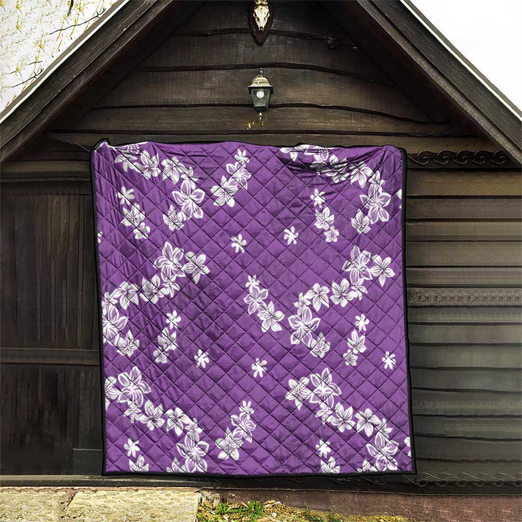 Hawaii Monstera Deliciosa Quilt Purple Plumeria Polynesian Pattern - Polynesian Pride
