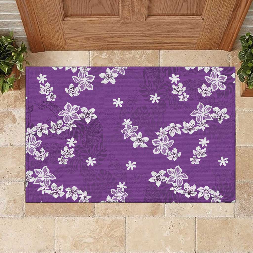 Hawaii Monstera Deliciosa Rubber Doormat Purple Plumeria Polynesian Pattern LT05 Purple - Polynesian Pride