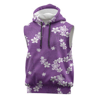Hawaii Monstera Deliciosa Sleeveless Hoodie Purple Plumeria Polynesian Pattern LT05 Purple - Polynesian Pride