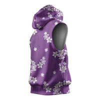 Hawaii Monstera Deliciosa Sleeveless Hoodie Purple Plumeria Polynesian Pattern LT05 - Polynesian Pride