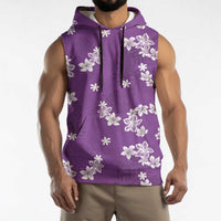 Hawaii Monstera Deliciosa Sleeveless Hoodie Purple Plumeria Polynesian Pattern LT05 - Polynesian Pride