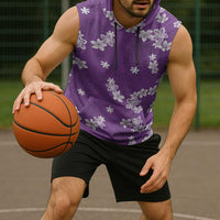 Hawaii Monstera Deliciosa Sleeveless Hoodie Purple Plumeria Polynesian Pattern LT05 - Polynesian Pride