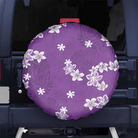 Hawaii Monstera Deliciosa Spare Tire Cover Purple Plumeria Polynesian Pattern - Polynesian Pride