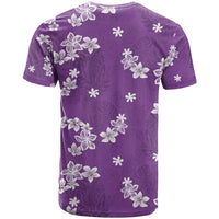 Hawaii Monstera Deliciosa T Shirt Purple Plumeria Polynesian Pattern - Polynesian Pride