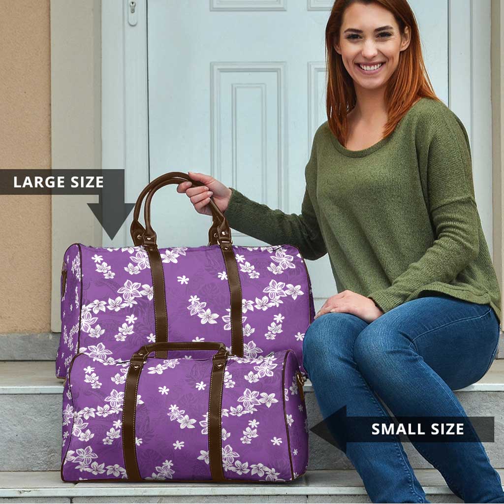 Hawaii Monstera Deliciosa Travel Bag Purple Plumeria Polynesian Pattern - Polynesian Pride