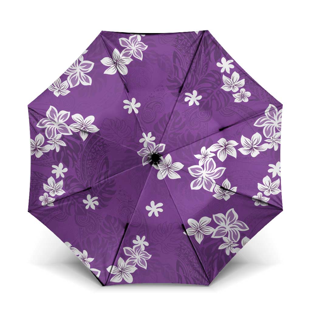 Hawaii Monstera Deliciosa Umbrella Purple Plumeria Polynesian Pattern LT05 One Size Folded 11.42 inch Opened Diameter 37.4 inch Purple - Polynesian Pride