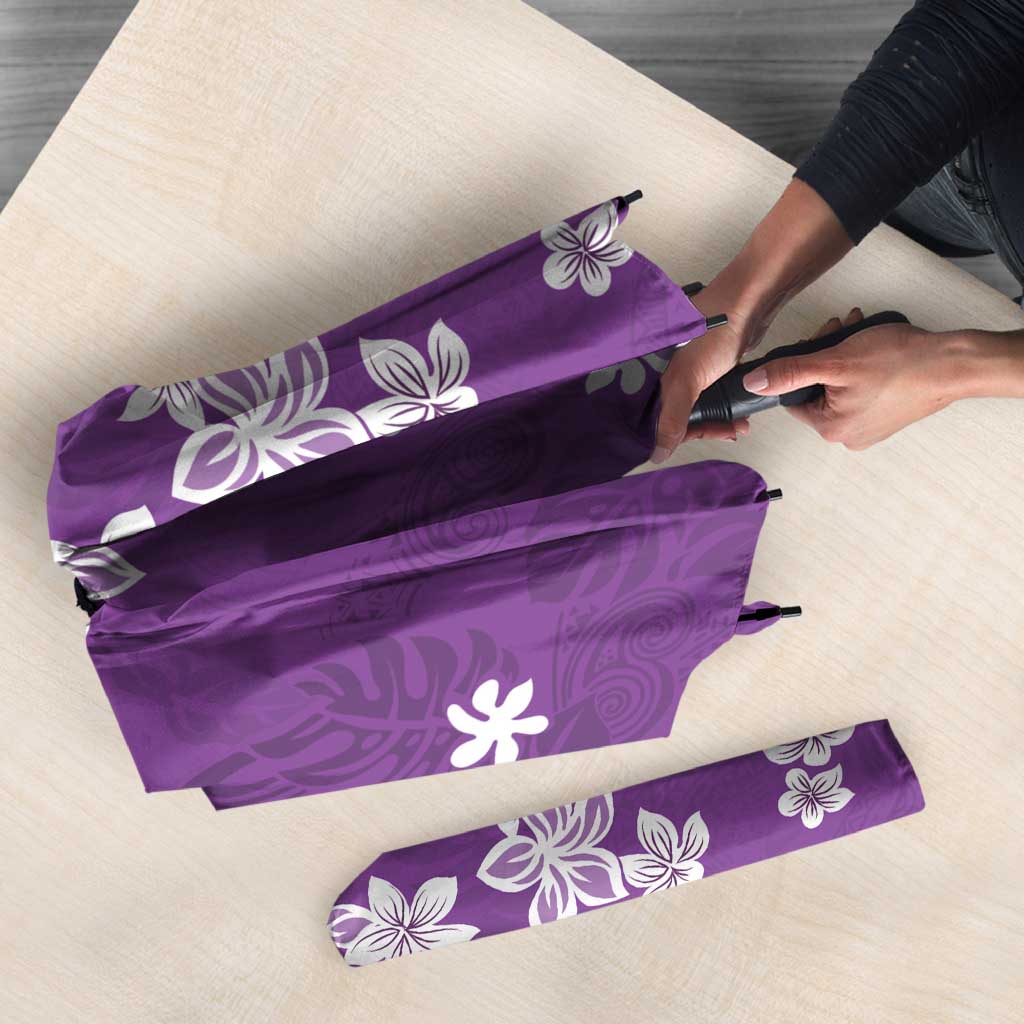 Hawaii Monstera Deliciosa Umbrella Purple Plumeria Polynesian Pattern LT05 - Polynesian Pride