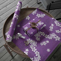 Hawaii Monstera Deliciosa Wrapping Paper Purple Plumeria Polynesian Pattern - Polynesian Pride