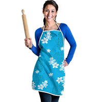 Hawaii Monstera Deliciosa Apron Blue Plumeria Polynesian Pattern - Polynesian Pride