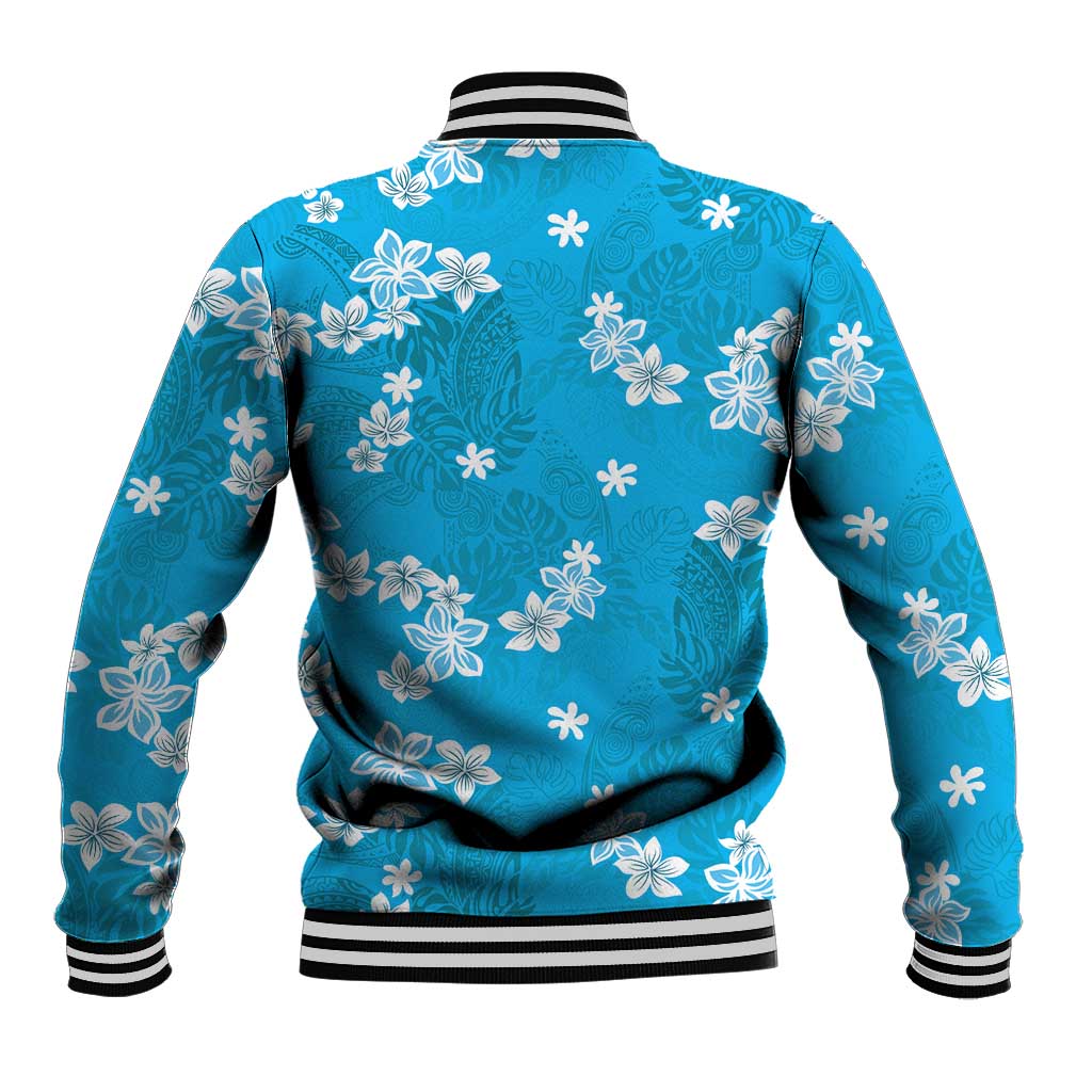 Hawaii Monstera Deliciosa Baseball Jacket Blue Plumeria Polynesian Pattern LT05 - Polynesian Pride