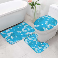 Hawaii Monstera Deliciosa Bathroom Set Blue Plumeria Polynesian Pattern - Polynesian Pride