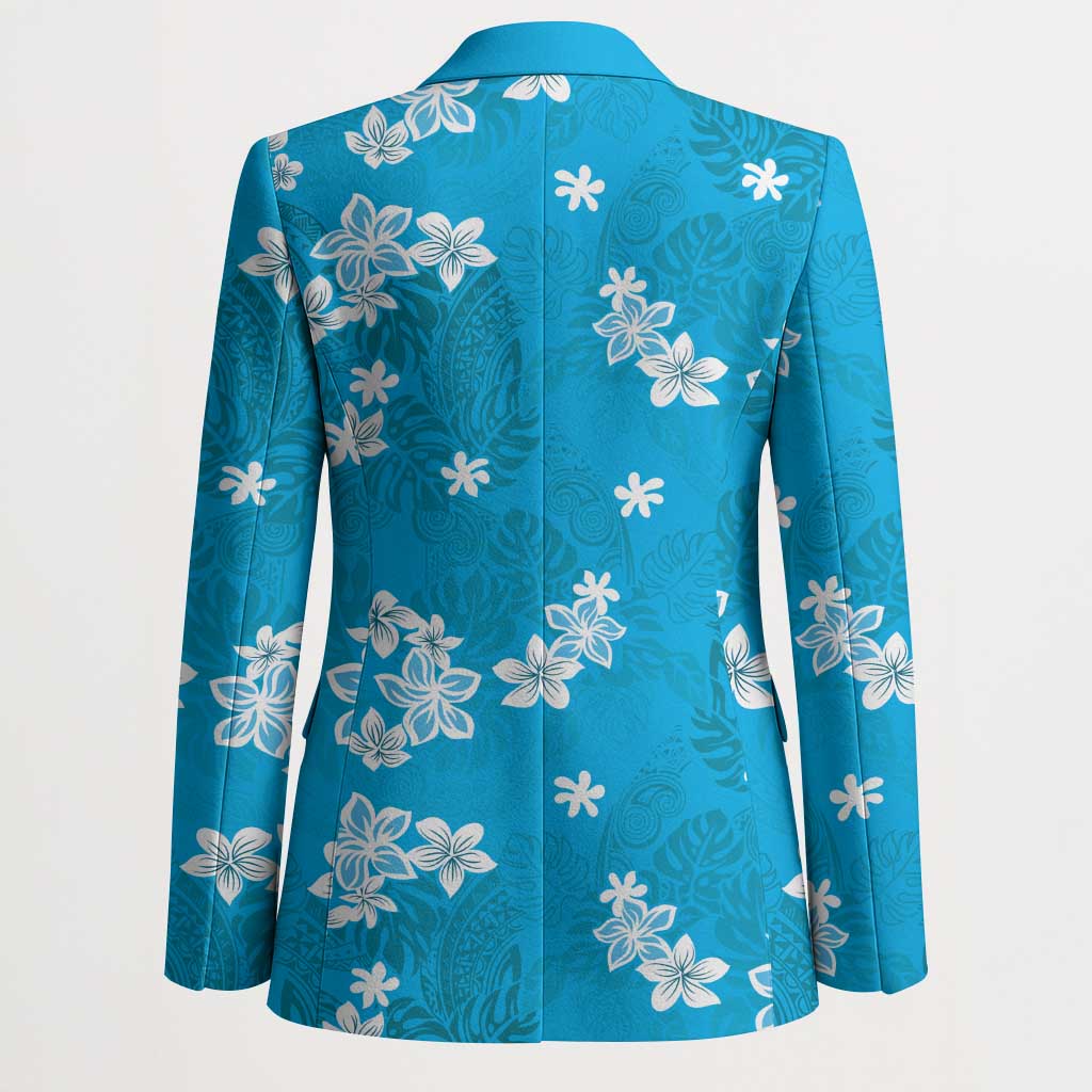 Hawaii Monstera Deliciosa Blazer Blue Plumeria Polynesian Pattern LT05 - Polynesian Pride