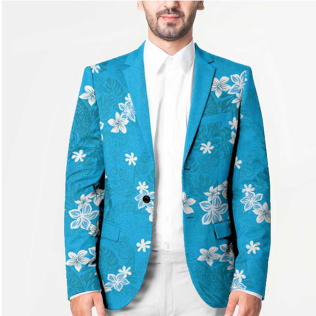 Hawaii Monstera Deliciosa Blazer Blue Plumeria Polynesian Pattern LT05 - Polynesian Pride