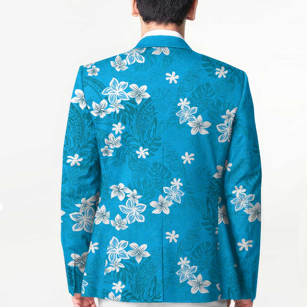 Hawaii Monstera Deliciosa Blazer Blue Plumeria Polynesian Pattern LT05 - Polynesian Pride
