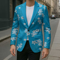 Hawaii Monstera Deliciosa Blazer Blue Plumeria Polynesian Pattern LT05 - Polynesian Pride