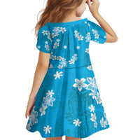 Hawaii Monstera Deliciosa Family Matching Off The Shoulder Long Sleeve Dress and Hawaiian Shirt Blue Plumeria Polynesian Pattern - Polynesian Pride