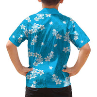 Hawaii Monstera Deliciosa Family Matching Puletasi and Hawaiian Shirt Blue Plumeria Polynesian Pattern LT05 - Polynesian Pride