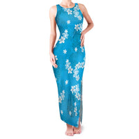 Hawaii Monstera Deliciosa Family Matching Tank Maxi Dress and Hawaiian Shirt Blue Plumeria Polynesian Pattern - Polynesian Pride
