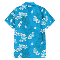 Hawaii Monstera Deliciosa Hawaiian Shirt Blue Plumeria Polynesian Pattern - Polynesian Pride