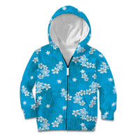 Hawaii Monstera Deliciosa Kid Hoodie Blue Plumeria Polynesian Pattern - Polynesian Pride