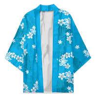 Hawaii Monstera Deliciosa Kimono Blue Plumeria Polynesian Pattern - Polynesian Pride