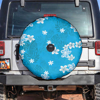 Hawaii Monstera Deliciosa Spare Tire Cover Blue Plumeria Polynesian Pattern - Polynesian Pride