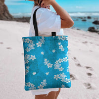 Hawaii Monstera Deliciosa Tote Bag Blue Plumeria Polynesian Pattern LT05 - Polynesian Pride